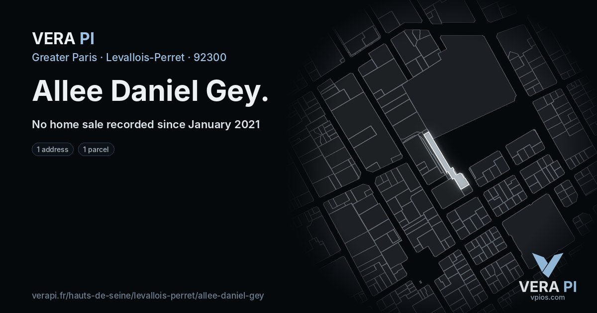 Allee Daniel Gey, Levallois-Perret at night – every parcel coloured by the prices around it, the street's own parcels lit