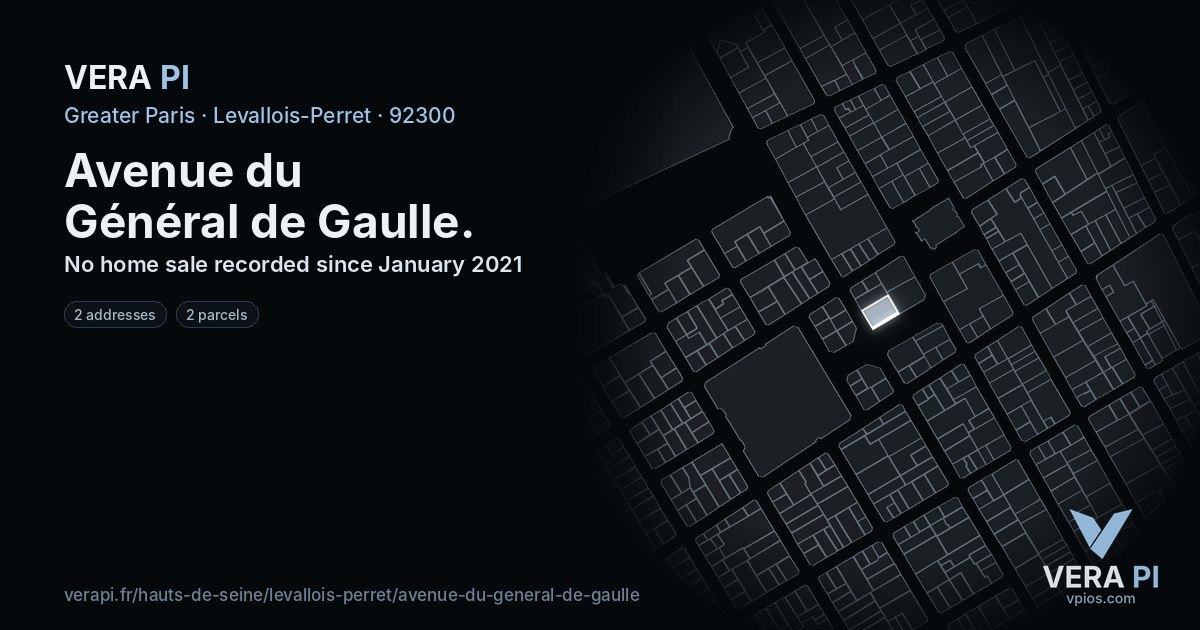 Avenue du Général de Gaulle, Levallois-Perret at night – every parcel coloured by the prices around it, the street's own parcels lit