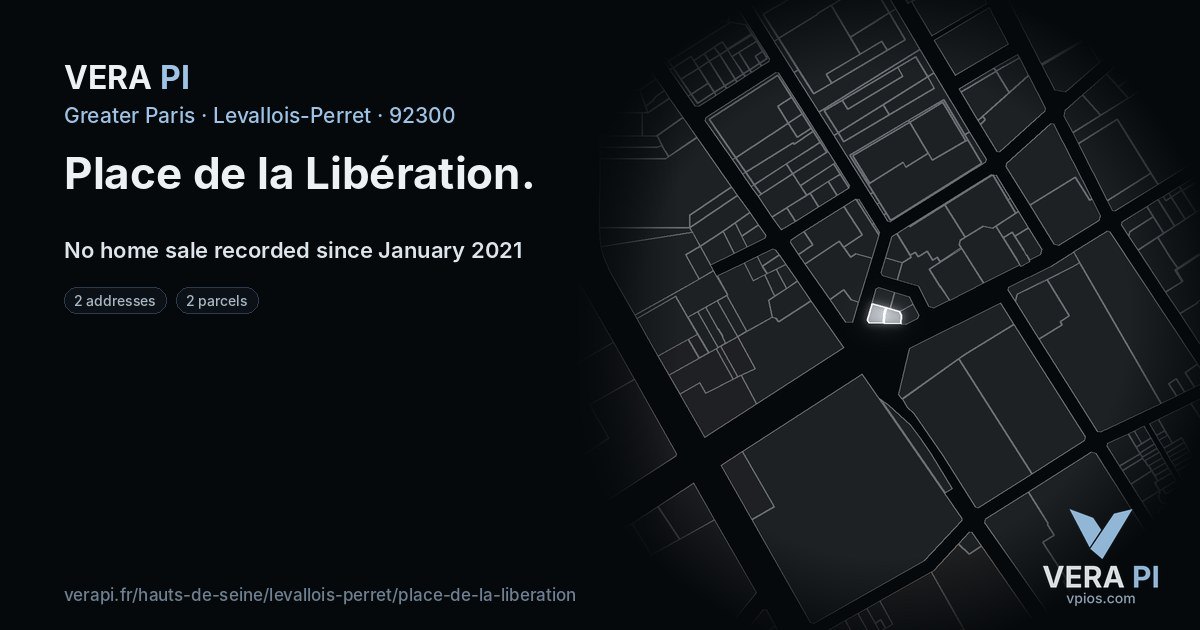 Place de la Libération, Levallois-Perret at night – every parcel coloured by the prices around it, the street's own parcels lit