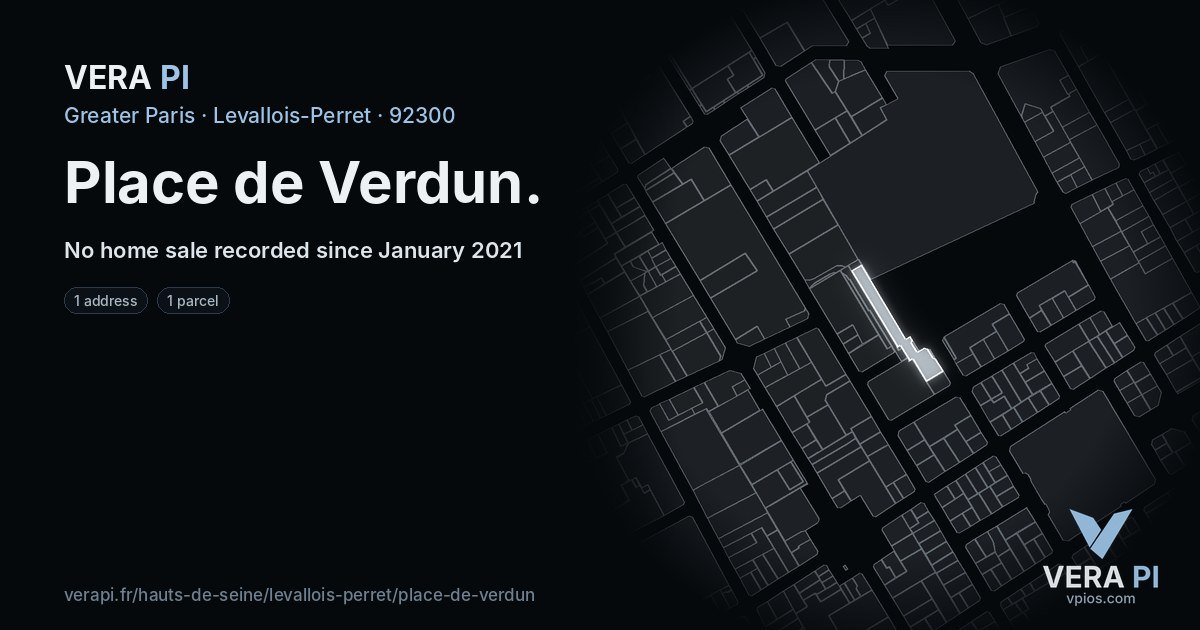 Place de Verdun, Levallois-Perret at night – every parcel coloured by the prices around it, the street's own parcels lit