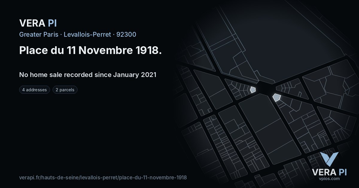 Place du 11 Novembre 1918, Levallois-Perret at night – every parcel coloured by the prices around it, the street's own parcels lit