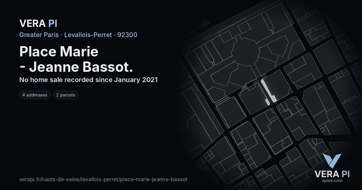 Place Marie - Jeanne Bassot, Levallois-Perret at night – every parcel coloured by the prices around it, the street's own parcels lit