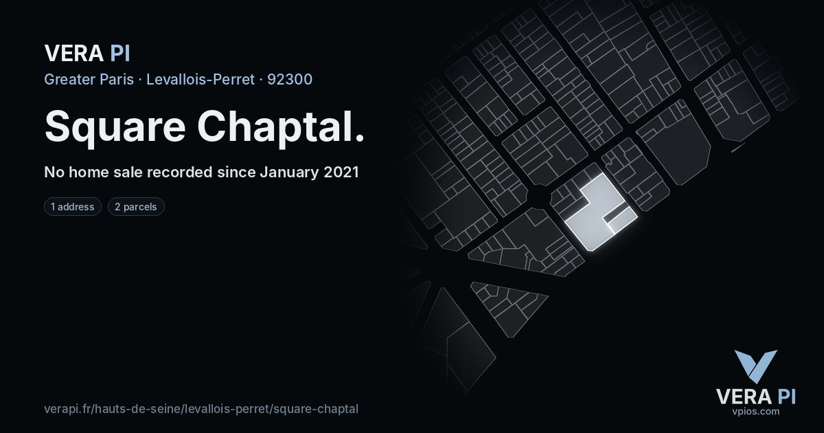 Square Chaptal, Levallois-Perret at night – every parcel coloured by the prices around it, the street's own parcels lit