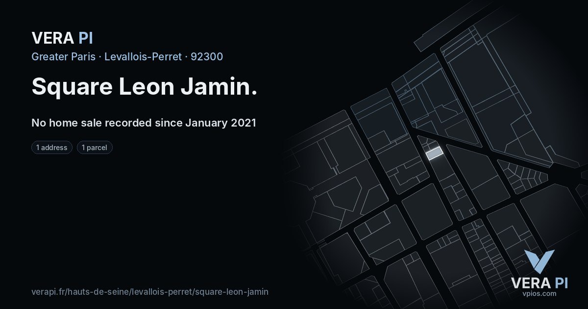 Square Leon Jamin, Levallois-Perret at night – every parcel coloured by the prices around it, the street's own parcels lit