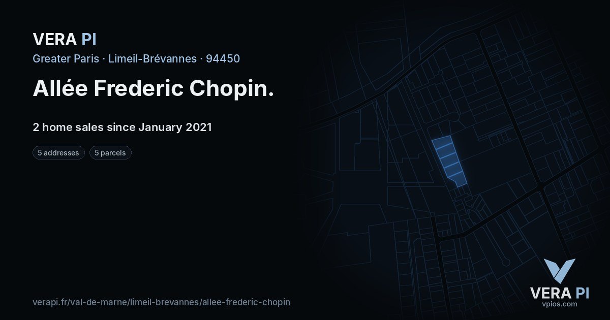 Allée Frederic Chopin, Limeil-Brévannes at night – every parcel coloured by the prices around it, the street's own parcels lit
