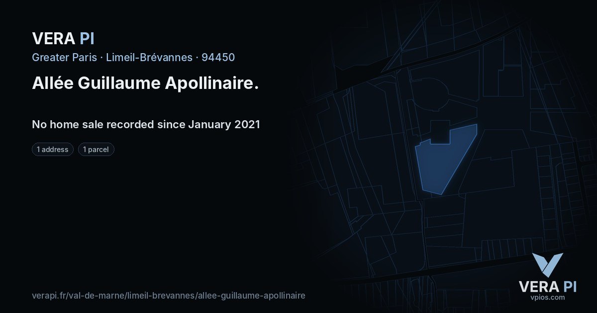 Allée Guillaume Apollinaire, Limeil-Brévannes at night – every parcel coloured by the prices around it, the street's own parcels lit