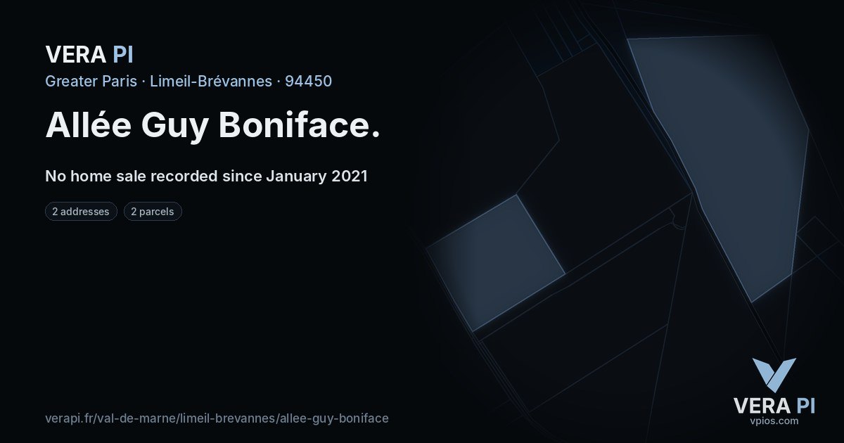 Allée Guy Boniface, Limeil-Brévannes at night – every parcel coloured by the prices around it, the street's own parcels lit