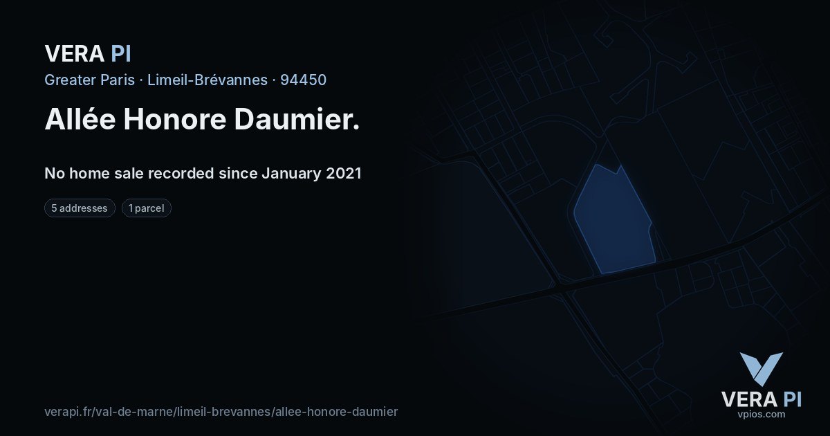 Allée Honore Daumier, Limeil-Brévannes at night – every parcel coloured by the prices around it, the street's own parcels lit