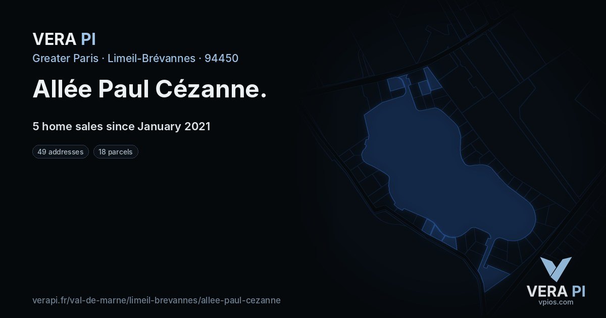 Allée Paul Cézanne, Limeil-Brévannes at night – every parcel coloured by the prices around it, the street's own parcels lit
