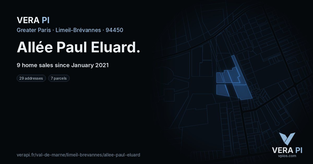 Allée Paul Eluard, Limeil-Brévannes at night – every parcel coloured by the prices around it, the street's own parcels lit