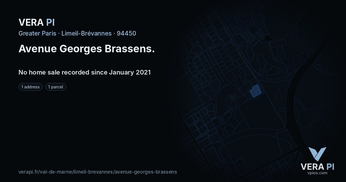 Avenue Georges Brassens, Limeil-Brévannes at night – every parcel coloured by the prices around it, the street's own parcels lit