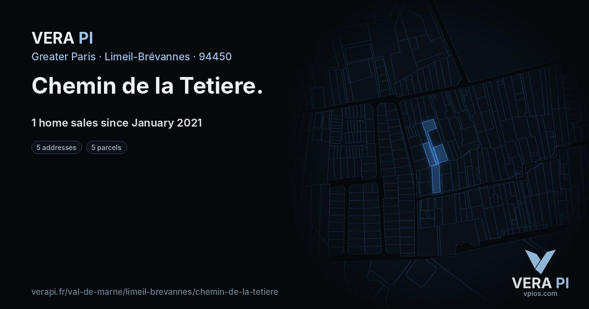 Chemin de la Tetiere, Limeil-Brévannes at night – every parcel coloured by the prices around it, the street's own parcels lit