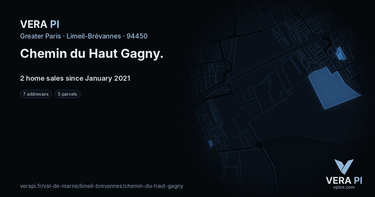 Chemin du Haut Gagny, Limeil-Brévannes at night – every parcel coloured by the prices around it, the street's own parcels lit
