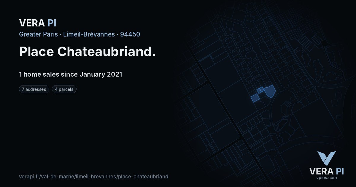 Place Chateaubriand, Limeil-Brévannes at night – every parcel coloured by the prices around it, the street's own parcels lit
