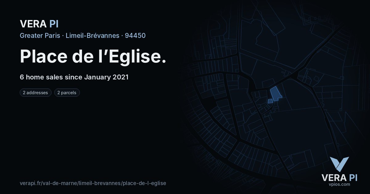 Place de l’Eglise, Limeil-Brévannes at night – every parcel coloured by the prices around it, the street's own parcels lit