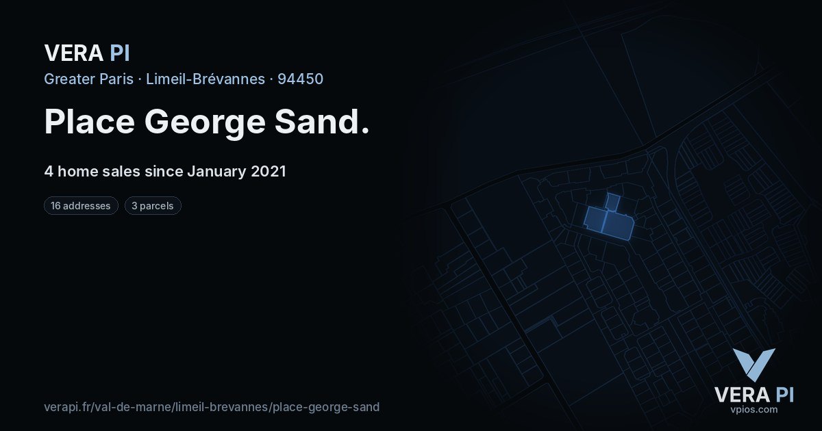 Place George Sand, Limeil-Brévannes at night – every parcel coloured by the prices around it, the street's own parcels lit