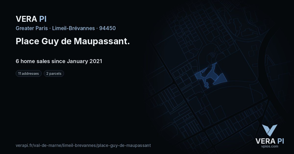 Place Guy de Maupassant, Limeil-Brévannes at night – every parcel coloured by the prices around it, the street's own parcels lit