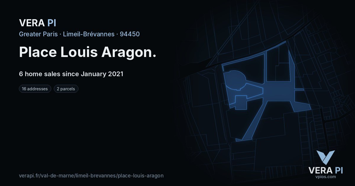 Place Louis Aragon, Limeil-Brévannes at night – every parcel coloured by the prices around it, the street's own parcels lit