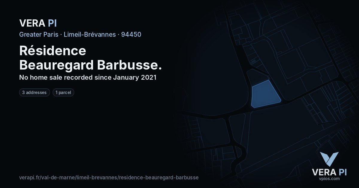 Résidence Beauregard Barbusse, Limeil-Brévannes at night – every parcel coloured by the prices around it, the street's own parcels lit
