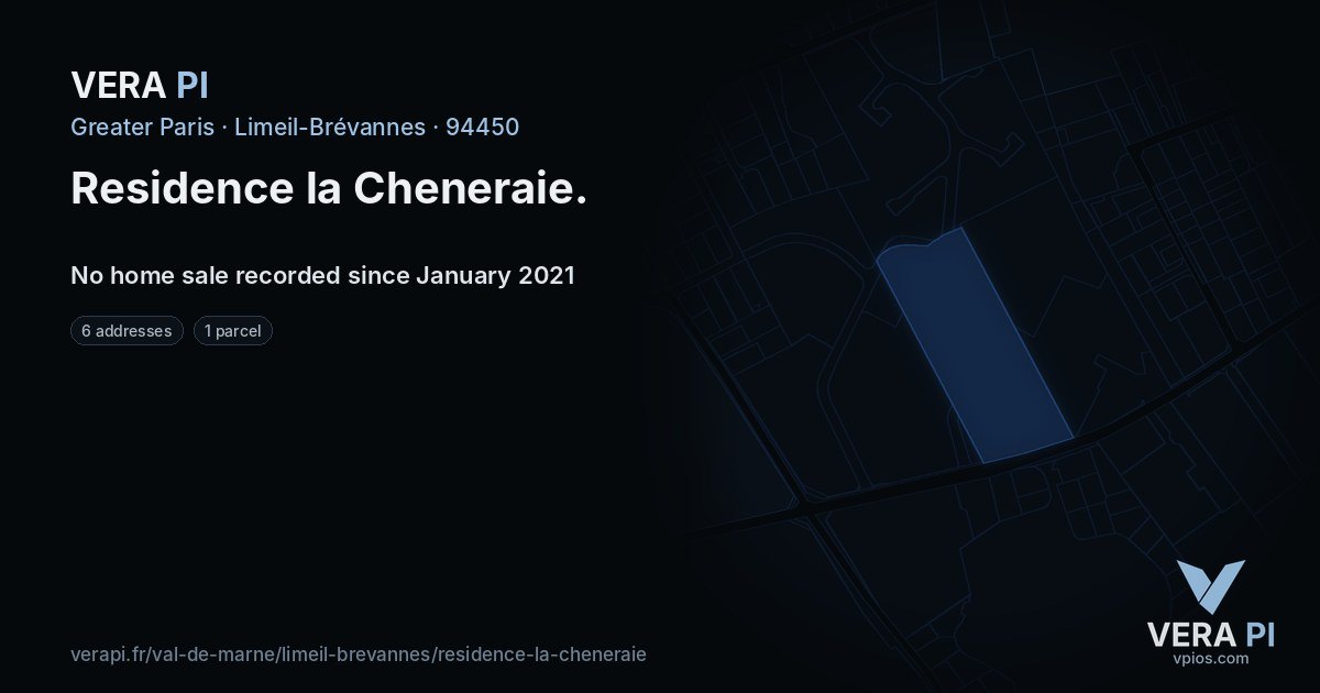 Residence la Cheneraie, Limeil-Brévannes at night – every parcel coloured by the prices around it, the street's own parcels lit