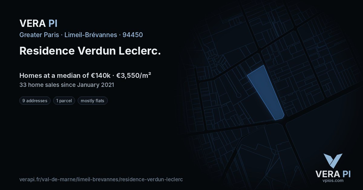 Residence Verdun Leclerc, Limeil-Brévannes at night – every parcel coloured by the prices around it, the street's own parcels lit