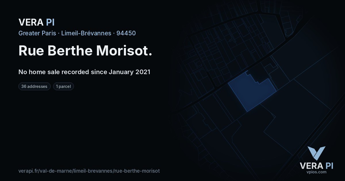Rue Berthe Morisot, Limeil-Brévannes at night – every parcel coloured by the prices around it, the street's own parcels lit