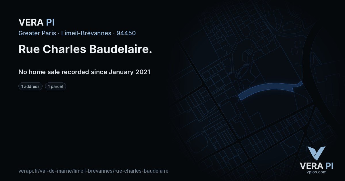 Rue Charles Baudelaire, Limeil-Brévannes at night – every parcel coloured by the prices around it, the street's own parcels lit