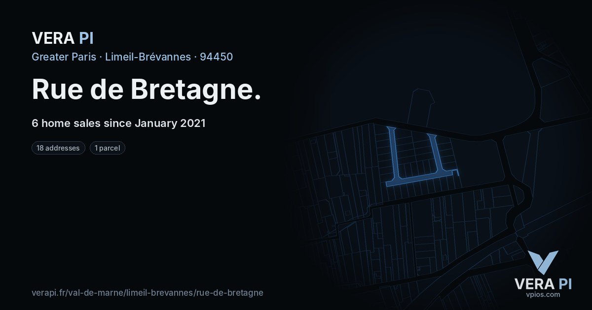 Rue de Bretagne, Limeil-Brévannes at night – every parcel coloured by the prices around it, the street's own parcels lit
