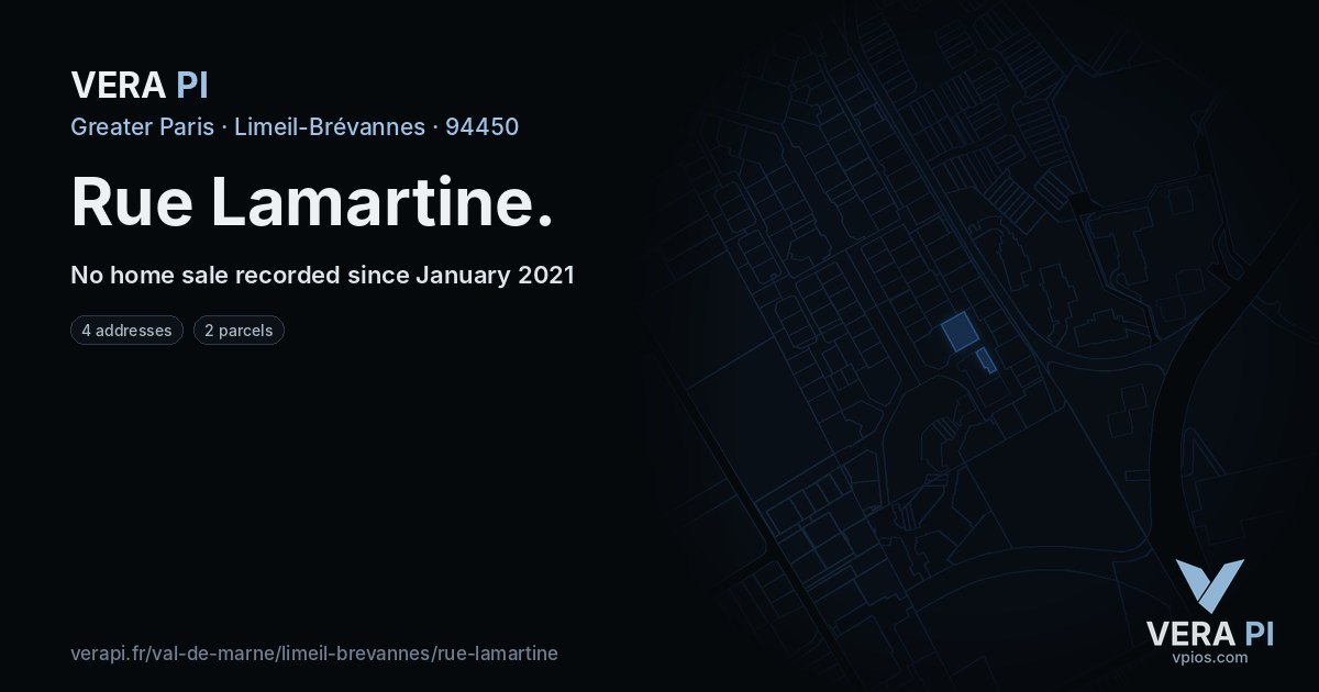 Rue Lamartine, Limeil-Brévannes at night – every parcel coloured by the prices around it, the street's own parcels lit