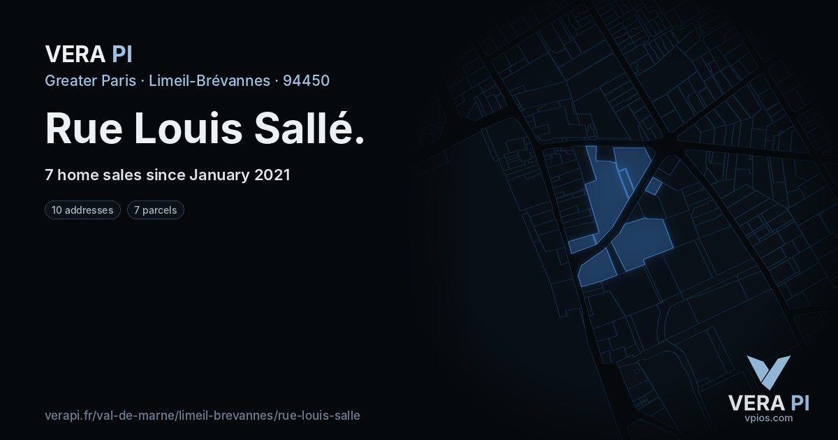 Rue Louis Sallé, Limeil-Brévannes at night – every parcel coloured by the prices around it, the street's own parcels lit