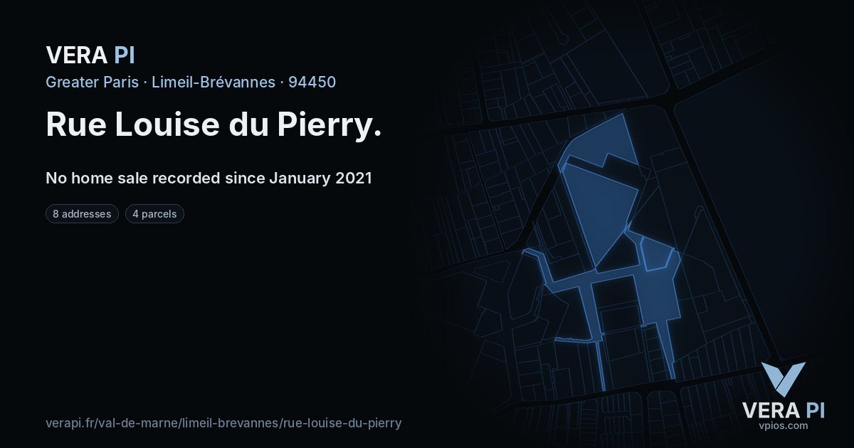 Rue Louise du Pierry, Limeil-Brévannes at night – every parcel coloured by the prices around it, the street's own parcels lit