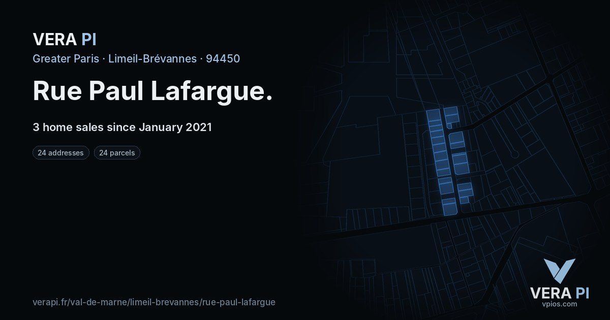 Rue Paul Lafargue, Limeil-Brévannes at night – every parcel coloured by the prices around it, the street's own parcels lit