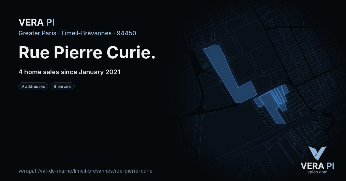 Rue Pierre Curie, Limeil-Brévannes at night – every parcel coloured by the prices around it, the street's own parcels lit