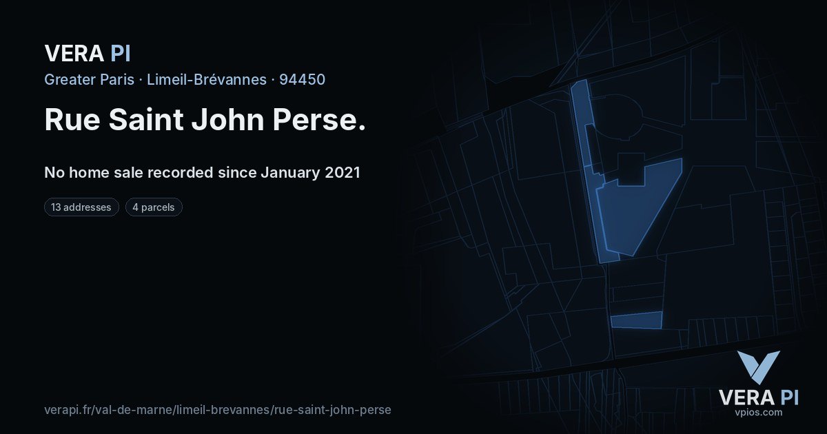 Rue Saint John Perse, Limeil-Brévannes at night – every parcel coloured by the prices around it, the street's own parcels lit
