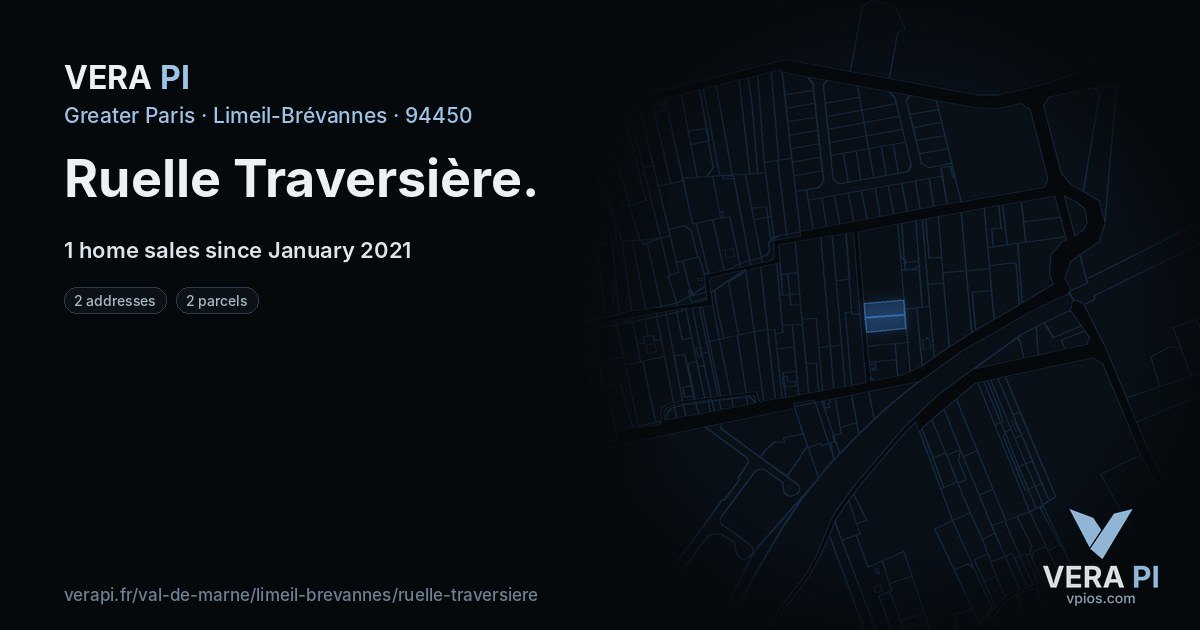 Ruelle Traversière, Limeil-Brévannes at night – every parcel coloured by the prices around it, the street's own parcels lit