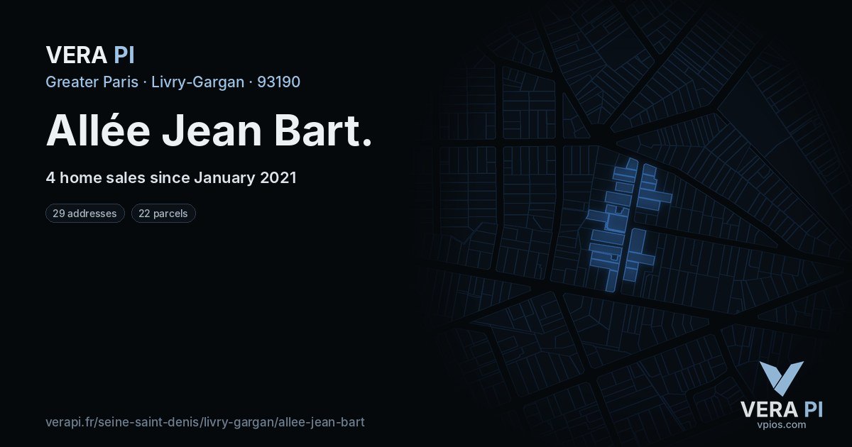 Allée Jean Bart, Livry-Gargan at night – every parcel coloured by the prices around it, the street's own parcels lit