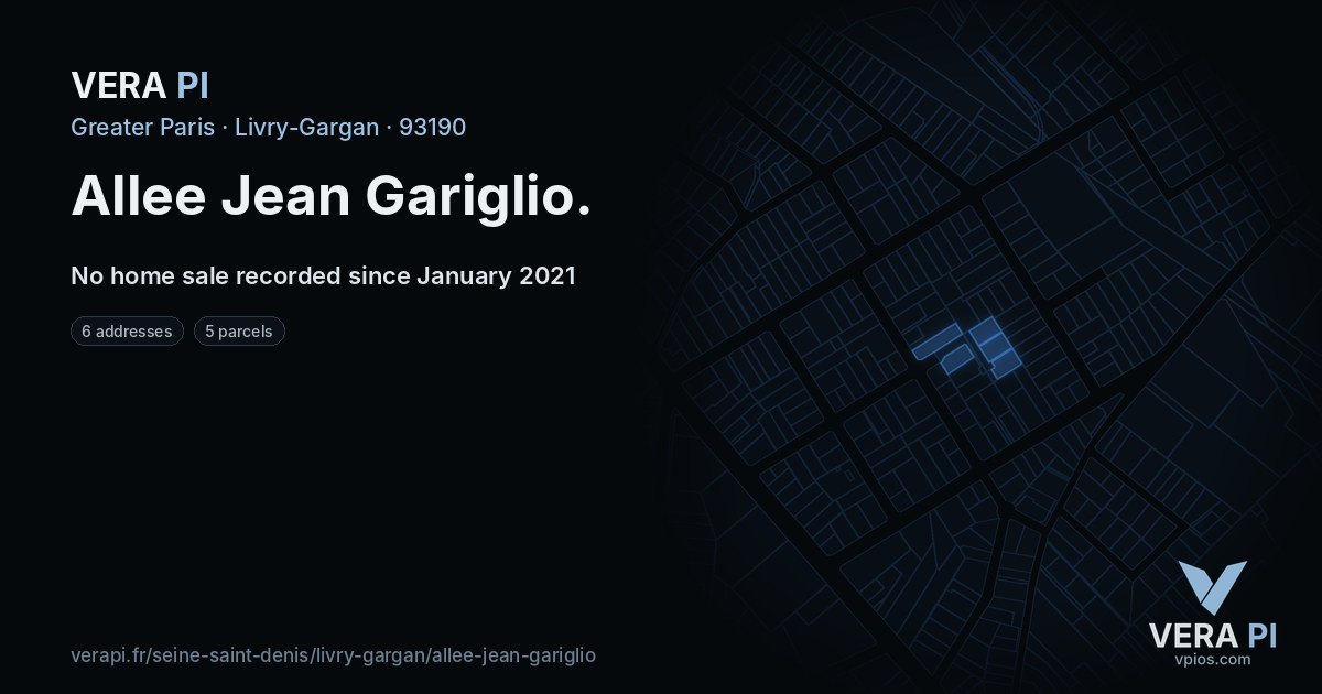 Allee Jean Gariglio, Livry-Gargan at night – every parcel coloured by the prices around it, the street's own parcels lit