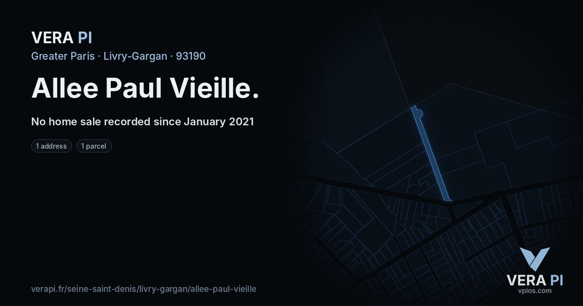 Allee Paul Vieille, Livry-Gargan at night – every parcel coloured by the prices around it, the street's own parcels lit