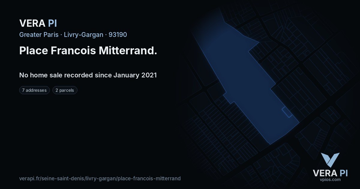 Place Francois Mitterrand, Livry-Gargan at night – every parcel coloured by the prices around it, the street's own parcels lit