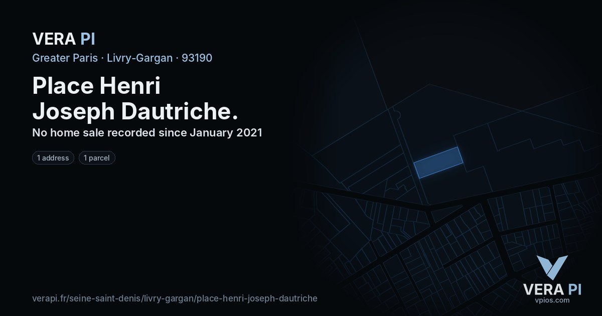 Place Henri Joseph Dautriche, Livry-Gargan at night – every parcel coloured by the prices around it, the street's own parcels lit