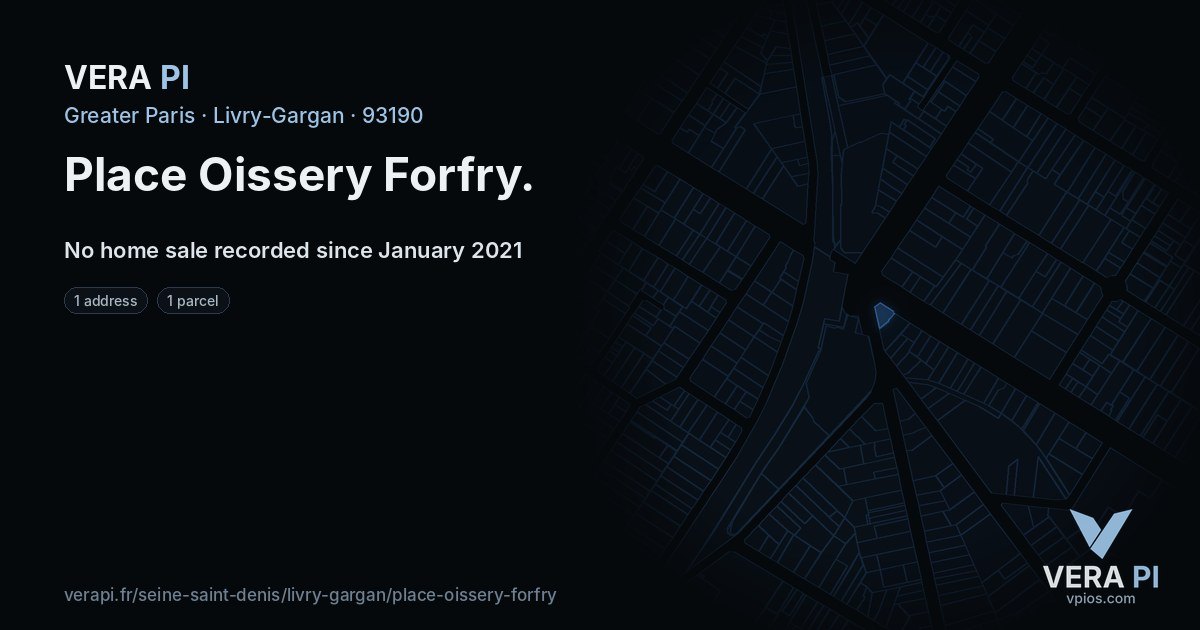 Place Oissery Forfry, Livry-Gargan at night – every parcel coloured by the prices around it, the street's own parcels lit