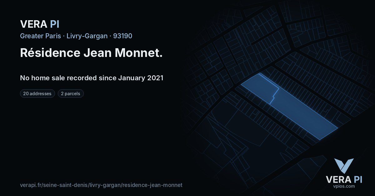 Résidence Jean Monnet, Livry-Gargan at night – every parcel coloured by the prices around it, the street's own parcels lit