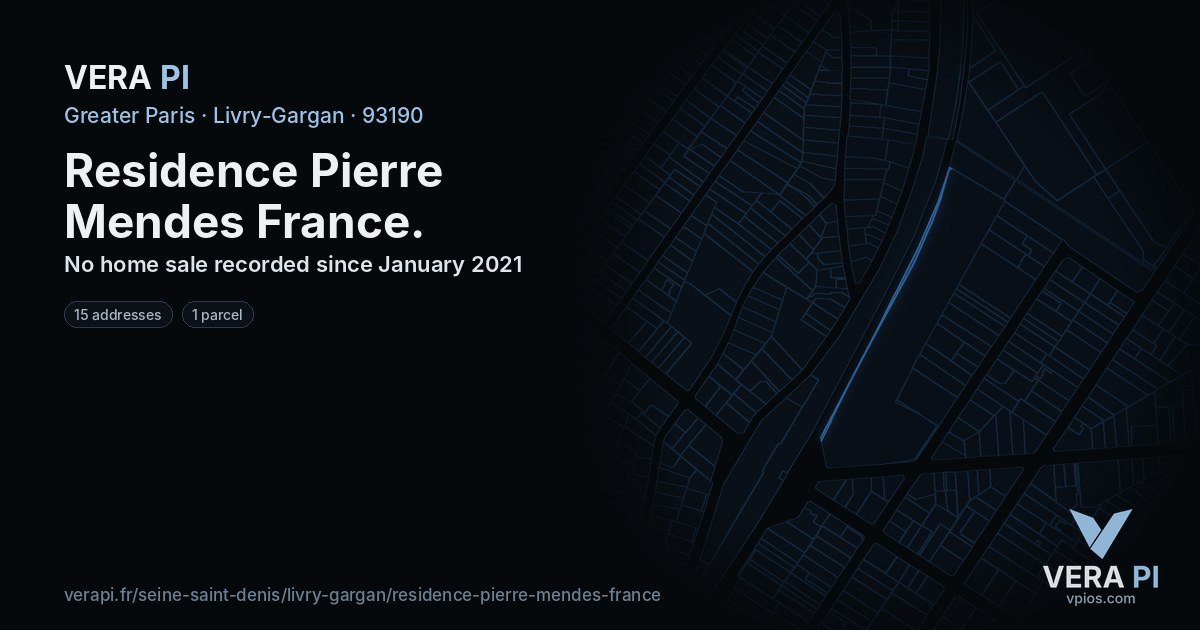 Residence Pierre Mendes France, Livry-Gargan at night – every parcel coloured by the prices around it, the street's own parcels lit