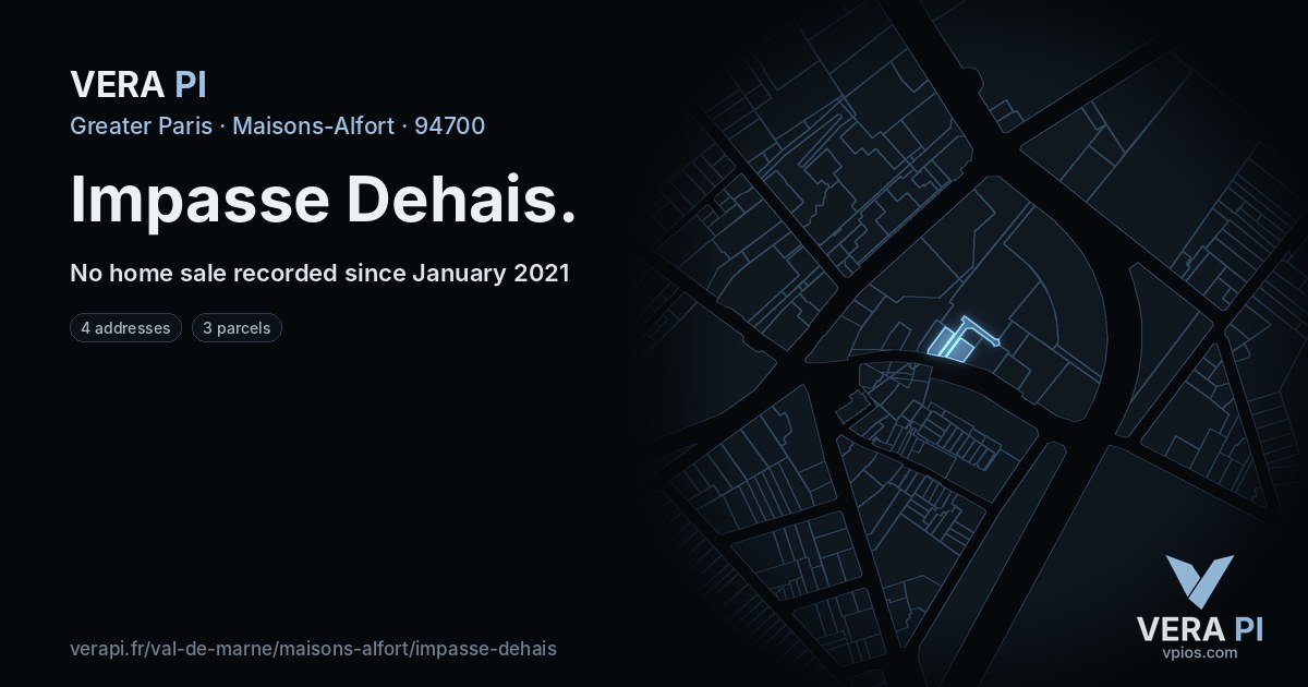 Impasse Dehais, Maisons-Alfort at night – every parcel coloured by the prices around it, the street's own parcels lit