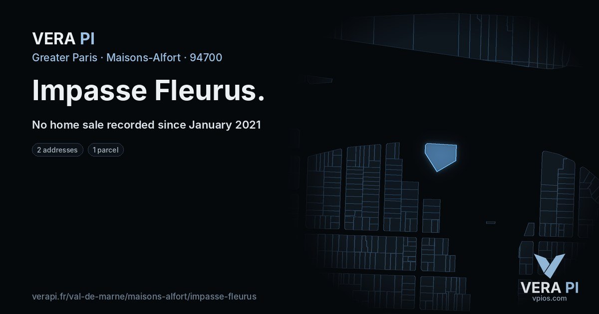 Impasse Fleurus, Maisons-Alfort at night – every parcel coloured by the prices around it, the street's own parcels lit