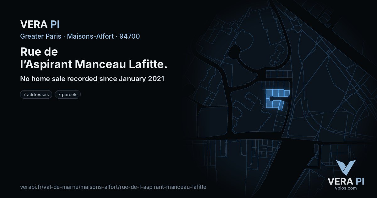 Rue de l’Aspirant Manceau Lafitte, Maisons-Alfort at night – every parcel coloured by the prices around it, the street's own parcels lit