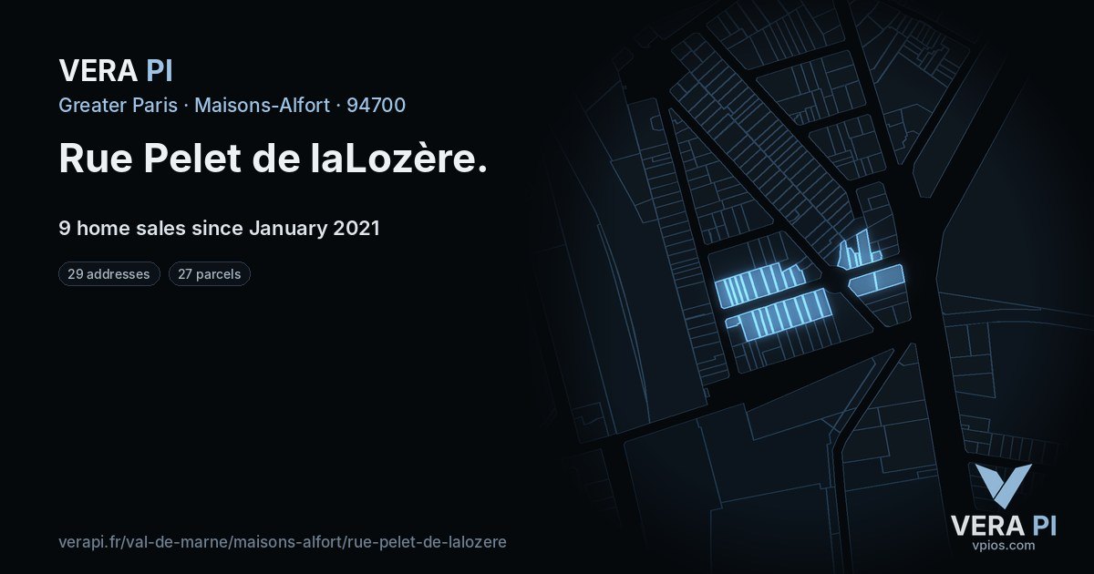 Rue Pelet de laLozère, Maisons-Alfort at night – every parcel coloured by the prices around it, the street's own parcels lit