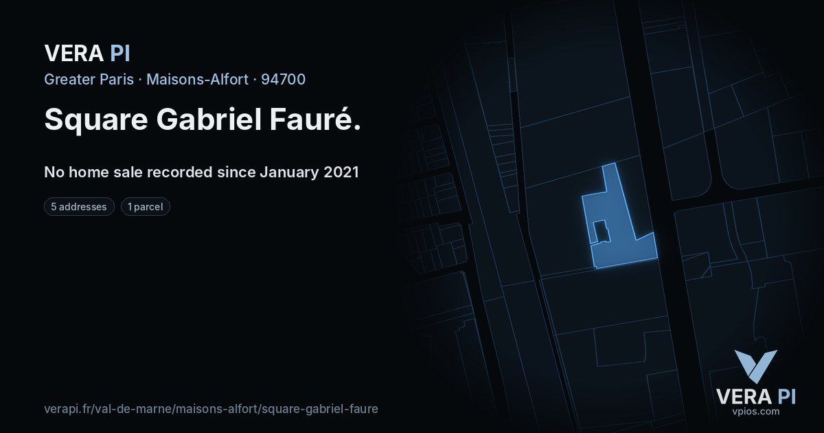 Square Gabriel Fauré, Maisons-Alfort at night – every parcel coloured by the prices around it, the street's own parcels lit