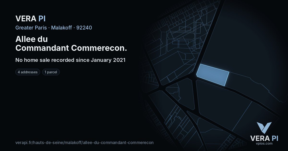 Allee du Commandant Commerecon, Malakoff at night – every parcel coloured by the prices around it, the street's own parcels lit