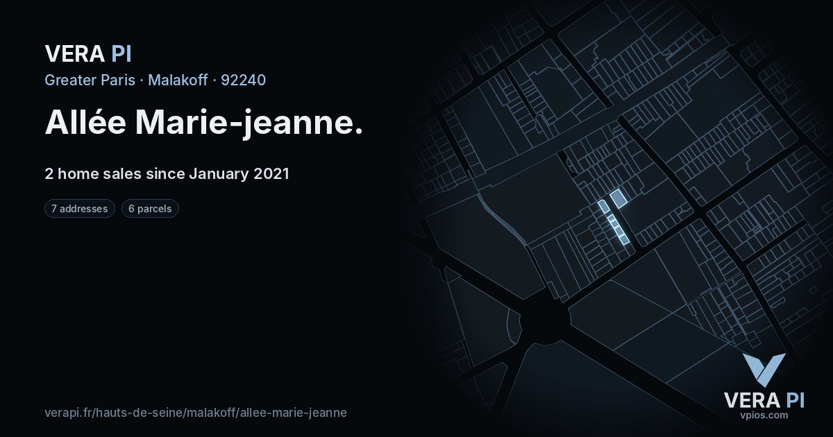 Allée Marie-jeanne, Malakoff at night – every parcel coloured by the prices around it, the street's own parcels lit